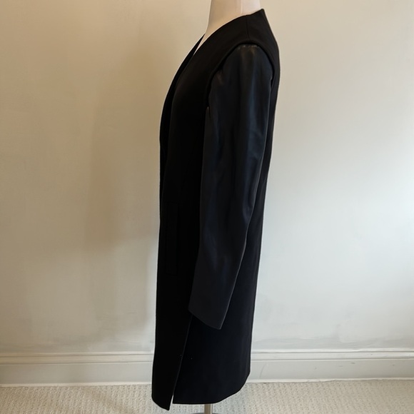 Theory Quennel Convertible Wool Leather Black Coat - Picture 6 of 13